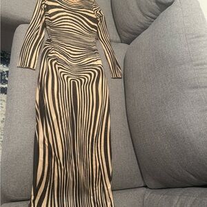 Elegant Print Long Sleeve Dress